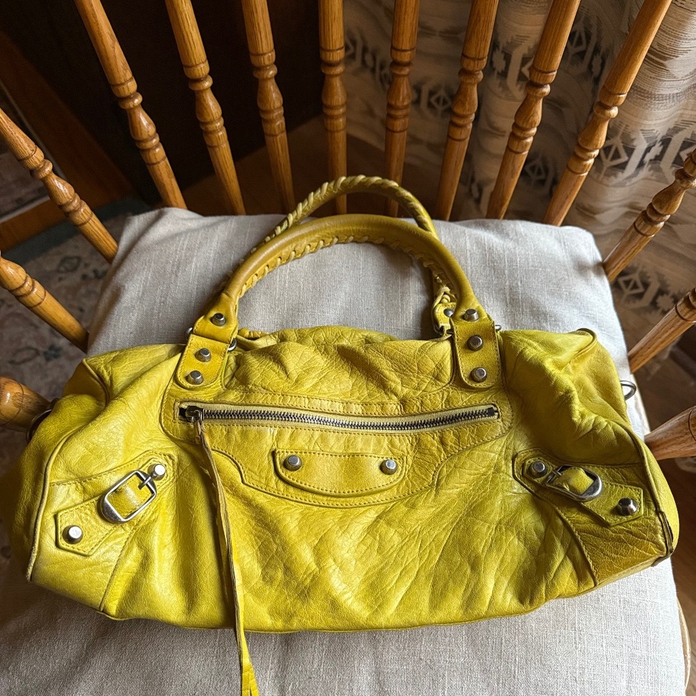 BALENCIAGA S/S 2004 Yellow Twiggy, Chevre Leather/Pewter Hardware